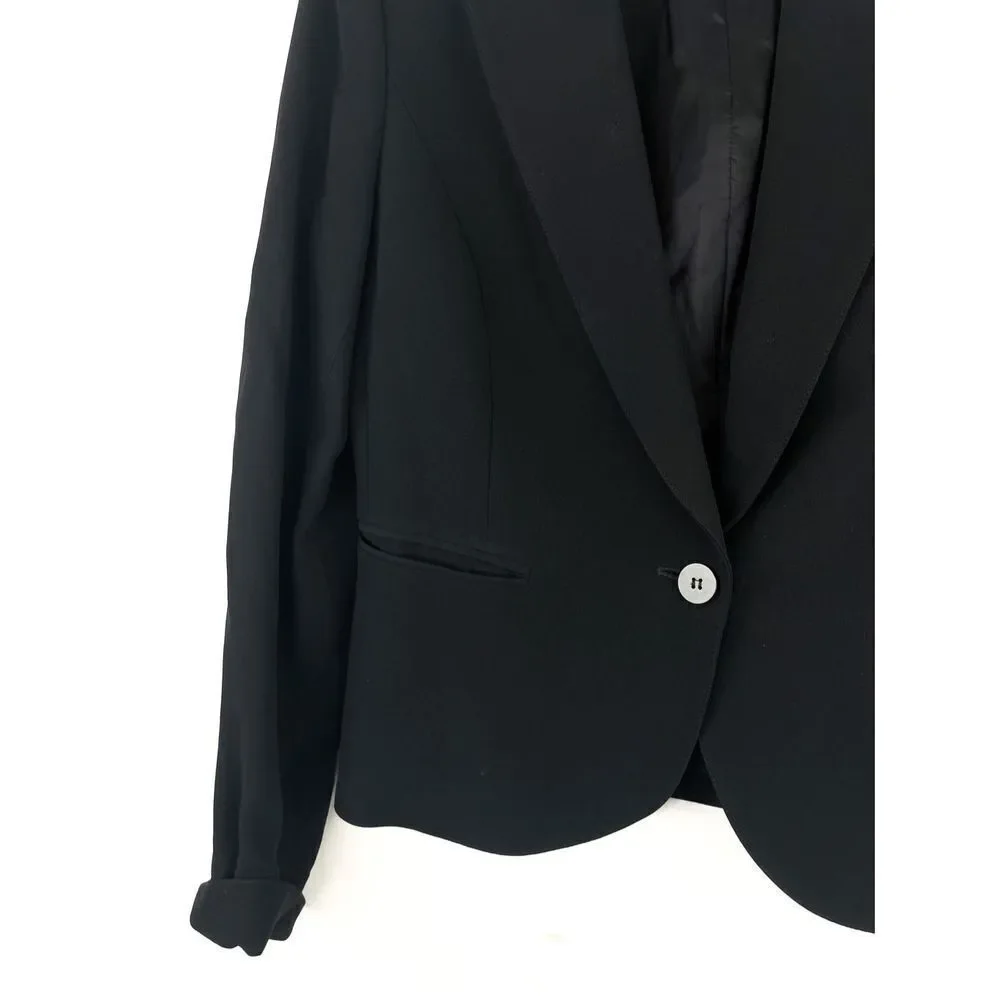 Lafayette 148 NY Single Button‎ Cropped Black Blazer Size 6